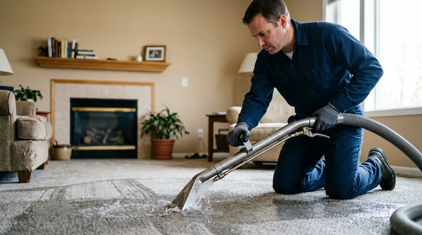 Water damage restoration technician working near Bloomfield, IA